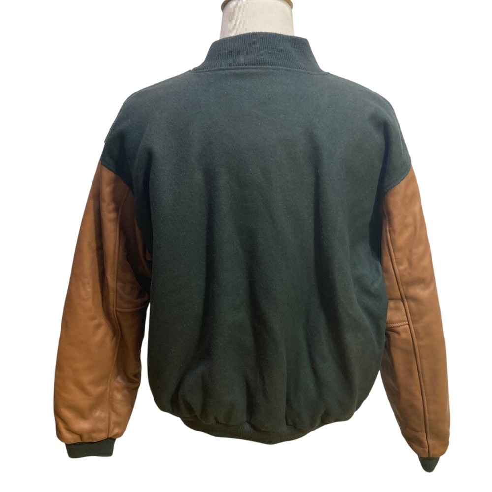 Moosehead Canadian Lager Beer Varsity Jacket XXL Green Wool Brown Leather USA - Picture 5 of 15